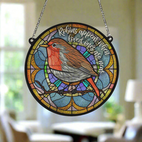Robin Appear Stained Glass Effect Suncatcher